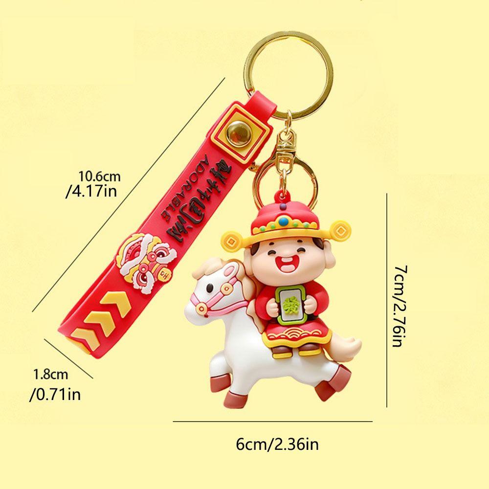 Little God of Wealth Horse Year Keychain Chinese Style New Year Keyring Girls' Schoolbag Pendant