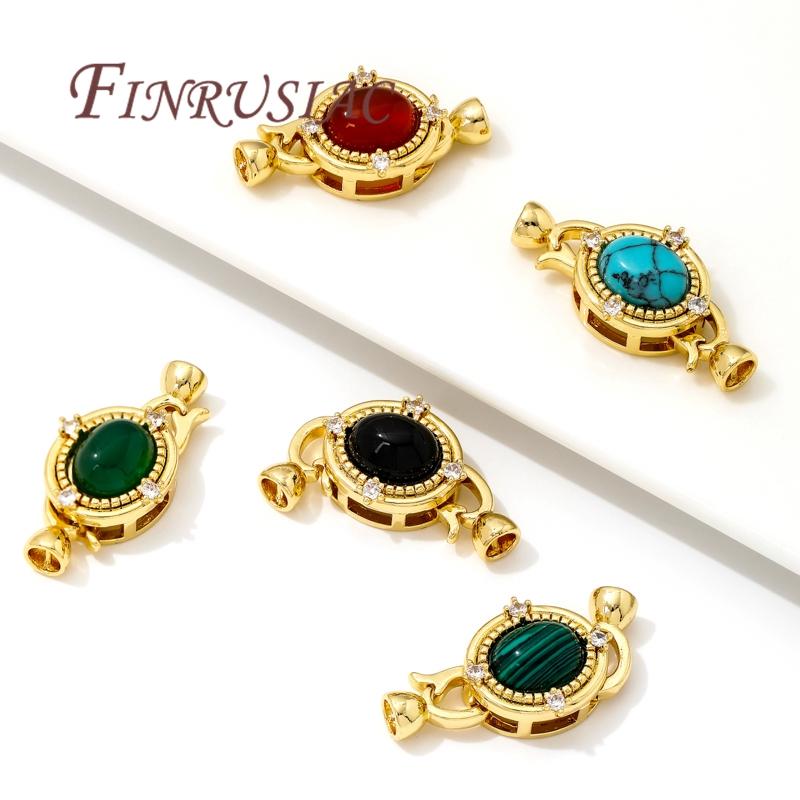 18K Real Gold Plated Inlaid Natural Stone Jewelry Clasps Fasteners For Bracelets Accessories,Locks For Jewelry,Necklace Findings