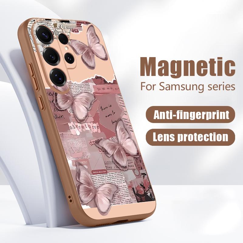 Luxury Colorful Butterfly Pattern Case For Samsung Galaxy S26 Ultra S25 Edge S24 Plus S23 FE S22 A17 A54 A55 A56 A57 5G Magnetic For Magsafe Cover