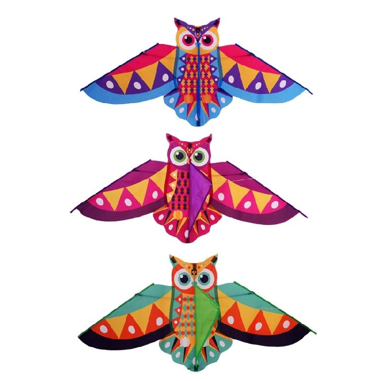 Owl Patterned Kites High Visibility Encourages Motor Skills Development Outdoor Exploration Gift