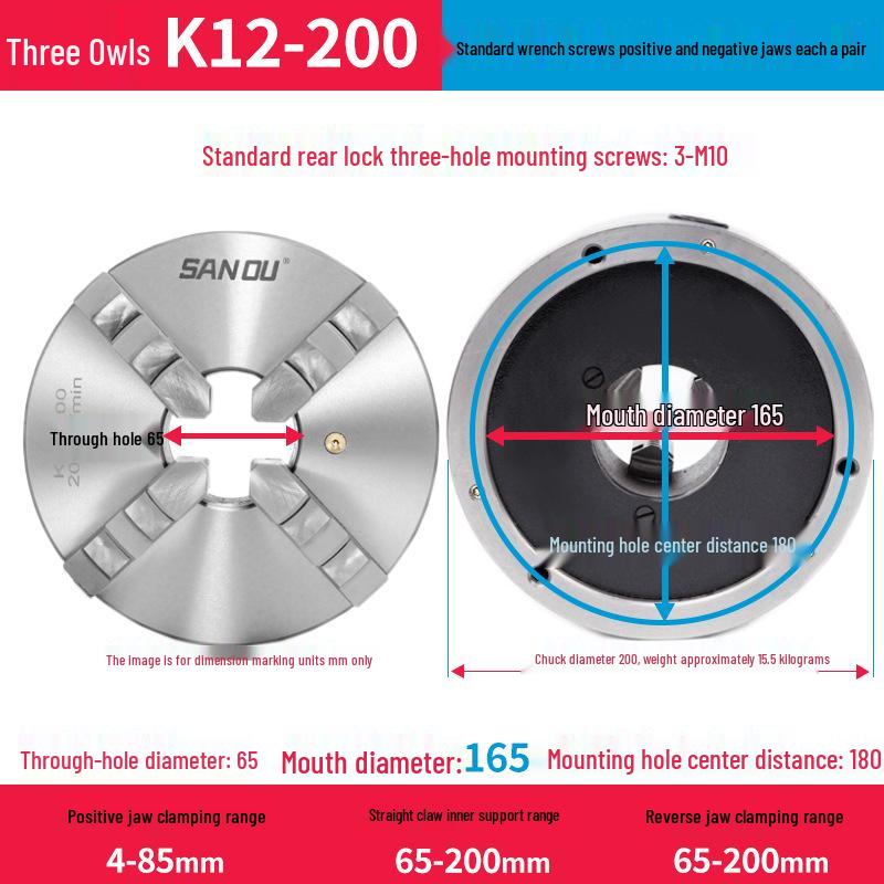 K12-80 Three-Jaw Self-Centering Manual Lathe Chuck