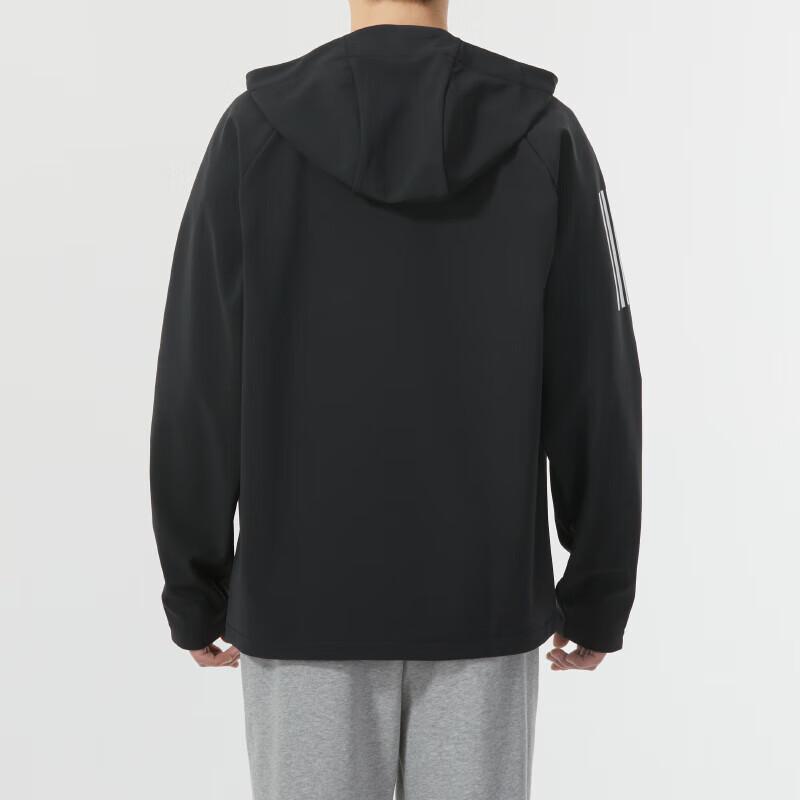 Adidas Striped Logo Print Outdoor Casual Sports Training Jacket Men Jacket Black JE3555