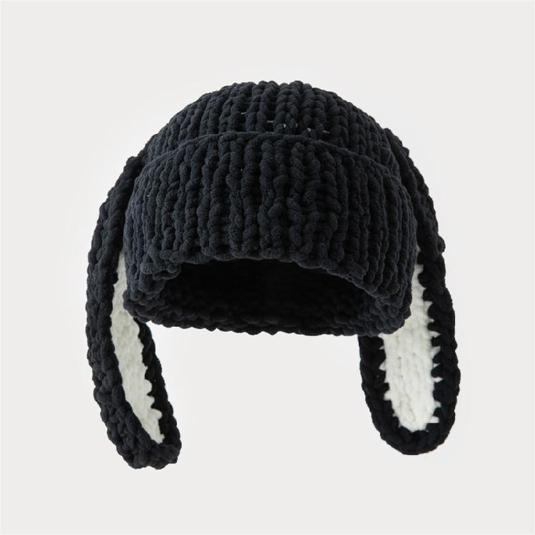 Warm Ear Hat with Ear Pullover Cap Cartoon Rabbit Ears Beanies Lovely Colorful Winter Plush Hat for Casual Wear