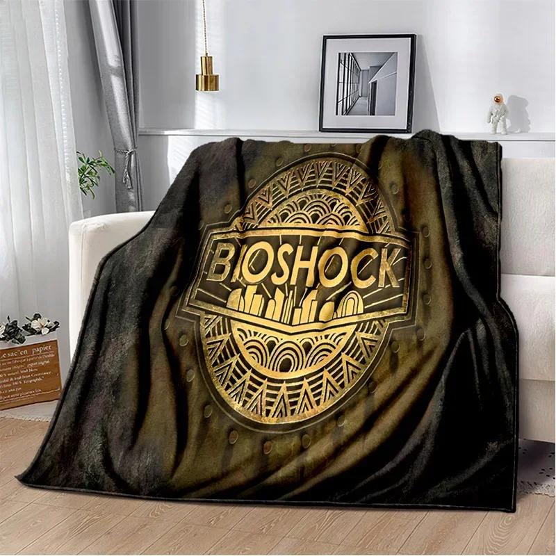 3D Retro BioShock Game Gamer Blanket,Soft Throw Blanket for Home Bedroom Bed Sofa Picnic Travel Office Rest Cover Blanket Kids