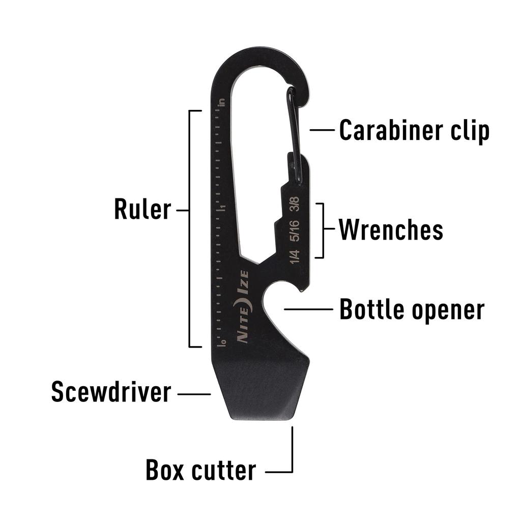 NITEIZE Doohickey Silver Small Mini Bottle Box Carabiner Multi-Tool, Keychain, Multi-Function Tool, Opener, Cutter,