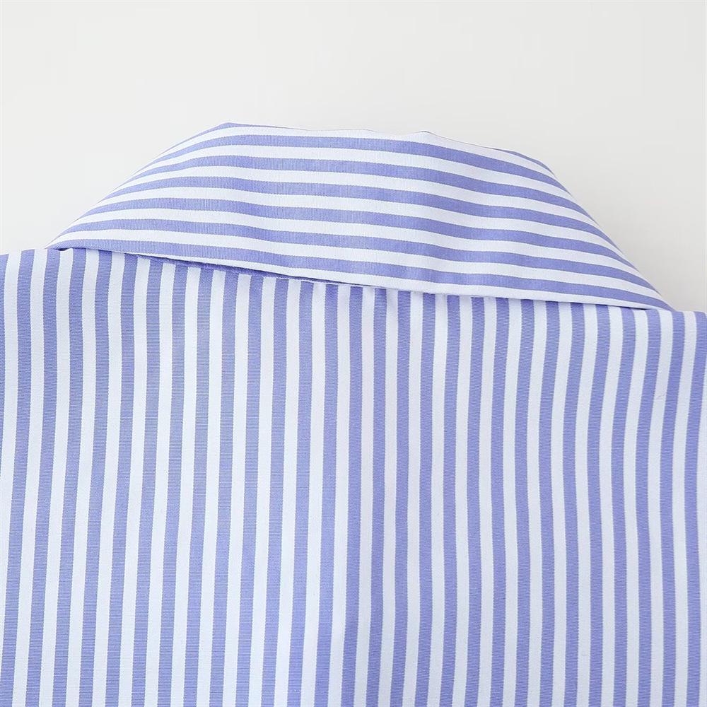 Spring/Summer 2025 Women's Fashion: Versatile Striped Shirt with Hollow Embroidery Design