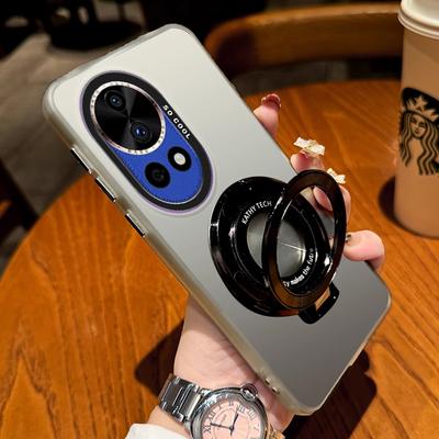 Laser Matte Hard Ring Magnetische Beugel Case Voor Oppo A80 A60 A78 A58 A18 A38 A16 A57 A79 A98 A96 A17 A74 A94 A5 Pro Standaard Cover