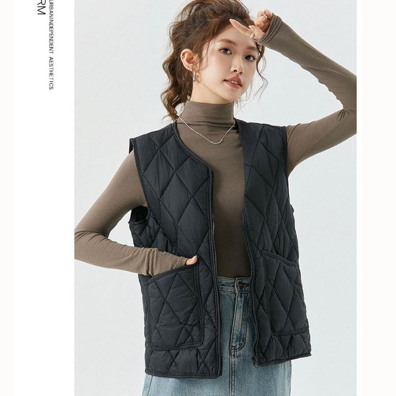 Large size autumn and winter down cotton vest women's new light and enlarged liner vest warm backing vest jacket