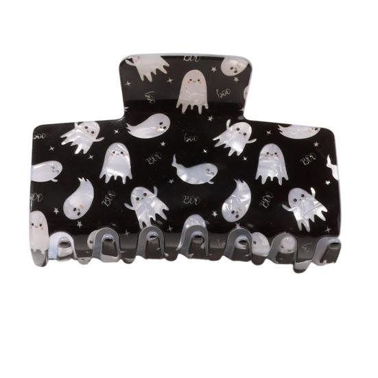 Haarkralle Halloween Geist Spinnenmuster Hinterkopf Haarspange Anti-Rutsch Zähne Starker Halt Haifisch-Haarkralle Vielseitiges Haaraccessoire