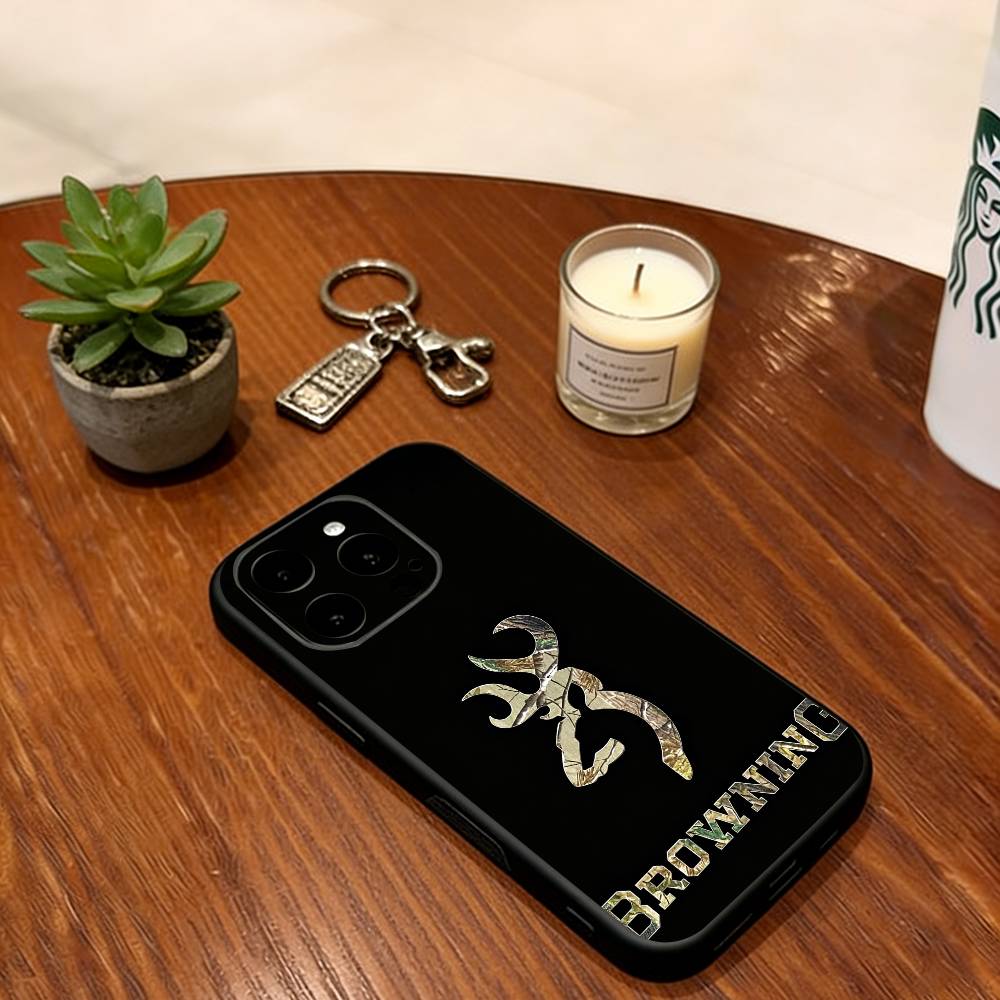 Deer Hunting Camo Phone Case For iPhone 17,16,15,14,13,12,11 Plus,Pro Max,XS,Soft Silicone Black Cover