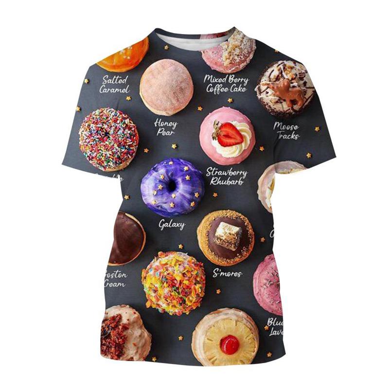 Cute Donuts 3D Print T-shirt Chocolate Donut Food Graphic T Shirt For Men Harajuku