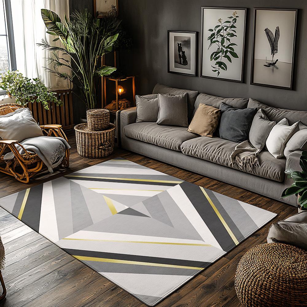 Modern Geometric Area Rug Non Slip Floor Mat Living Room Carpet Home Decor Abstract Pattern Rug Indoor Accent Rug Stylish Design