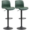 Bar Stools Set of 2, PU Leather Barstools with Backrest and Footrest for Kitchen, Counter, Breakfast Bar, Green