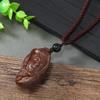 Hand-carved mahogany necklace retro femininity long autumn and winter sweater chain cotton and linen accessories