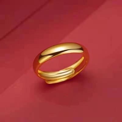 Gold Sand Meteor Shower Open Ring: Men's and Women's Smooth Surface Couple Ring, Niche High-End Jewelry Design.