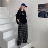 Retro Teens Harajuku Plus Size Hip Hop Streetwear Autumn Women Plaid Pants Casual Oversize Loose Wide Leg Trouser