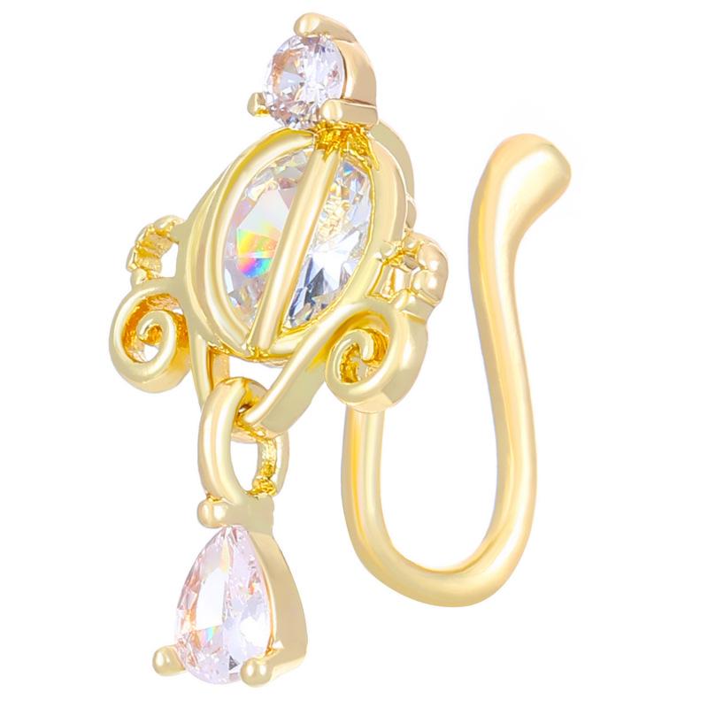 Trendy U-Shaped Copper Zircon Nose Ring - No Piercing Required