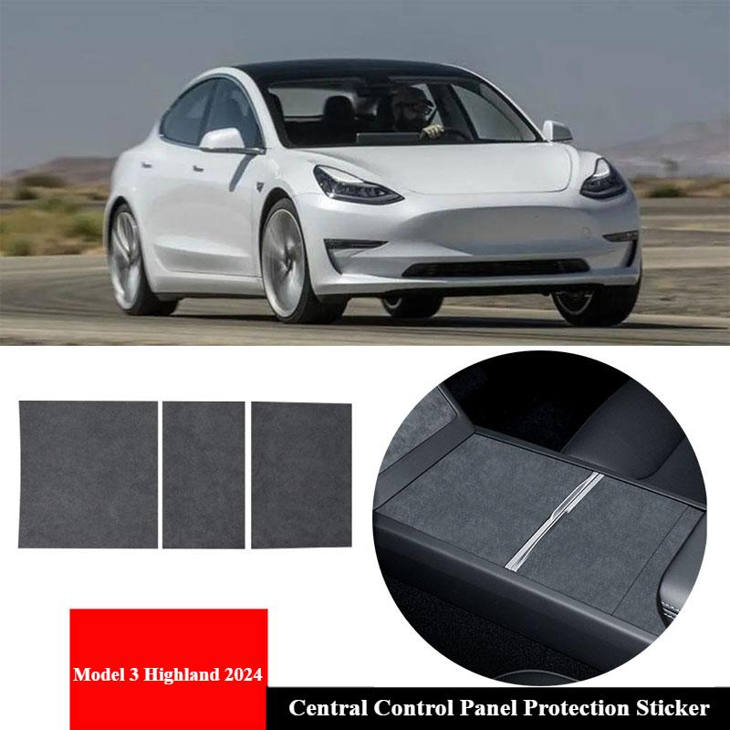 For Tesla Model 3 Highland 2024 Central Control Panel Protection Sticker Alcantara Suede Ultrathin Patch Decorate Accessories