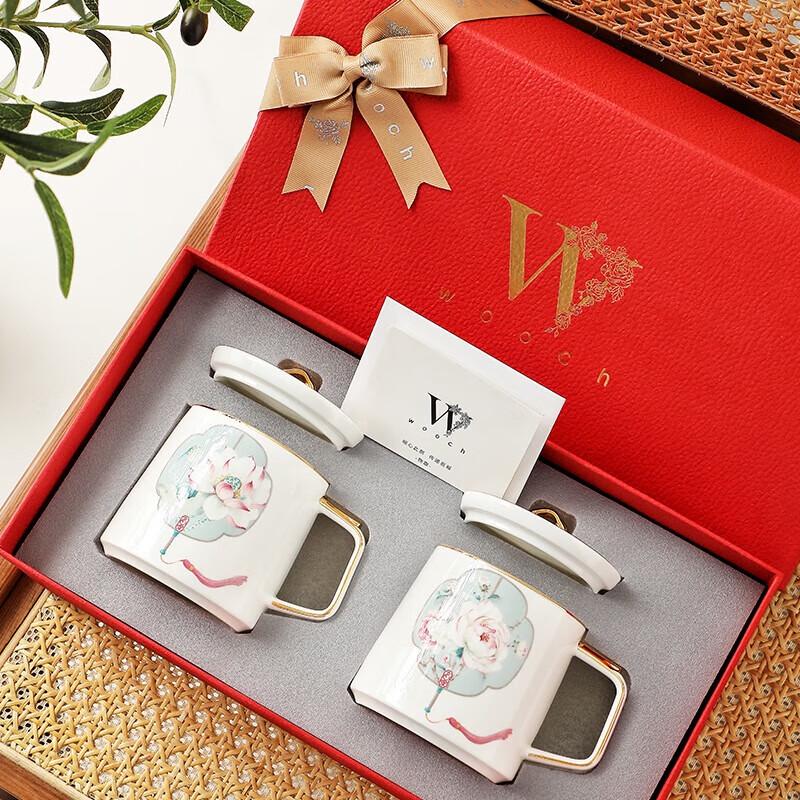 WOOCH Набор подарочных чашек с крышкой-веером из нефрита