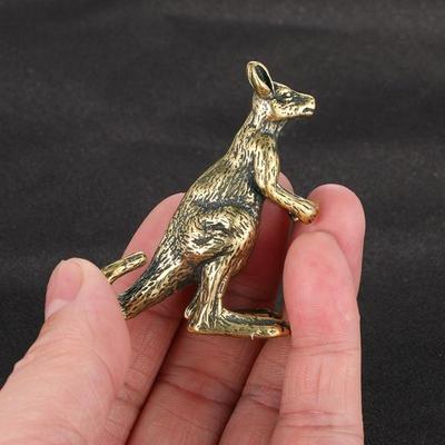 Vintage Messing Känguru Figuren Miniaturen Tee Haustier Handwerk Desktop kleine Ornamente Tier Home Dekore Zubehör Kinder Geschenke