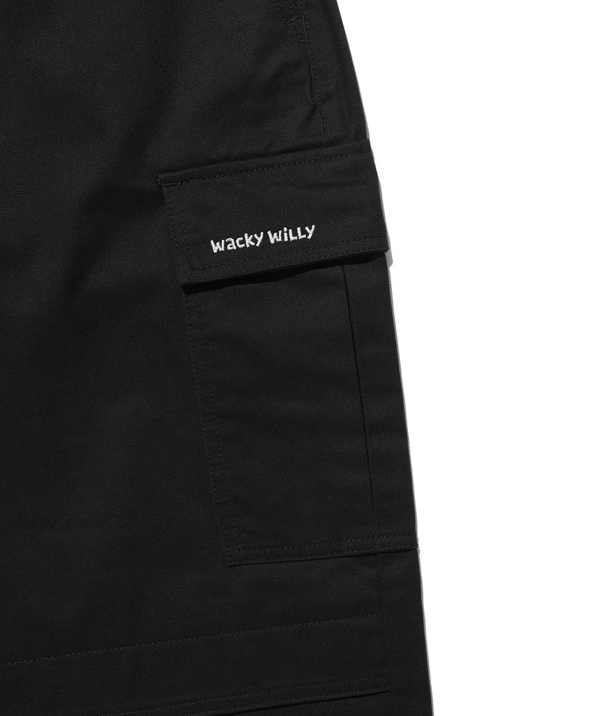 WACKY WILLY Balloon Fit Cotton Cargo Pants Black