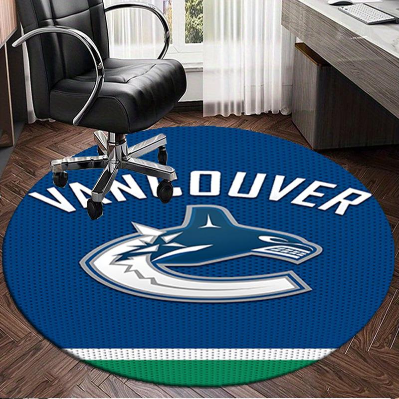 1PC Hockey Team Vancouver-Canucks Round Rug, Non-slip Chair Mat, Home Decor, Circle Carpet Perfect for Office, Bedroom, Living Room,Christmas gift