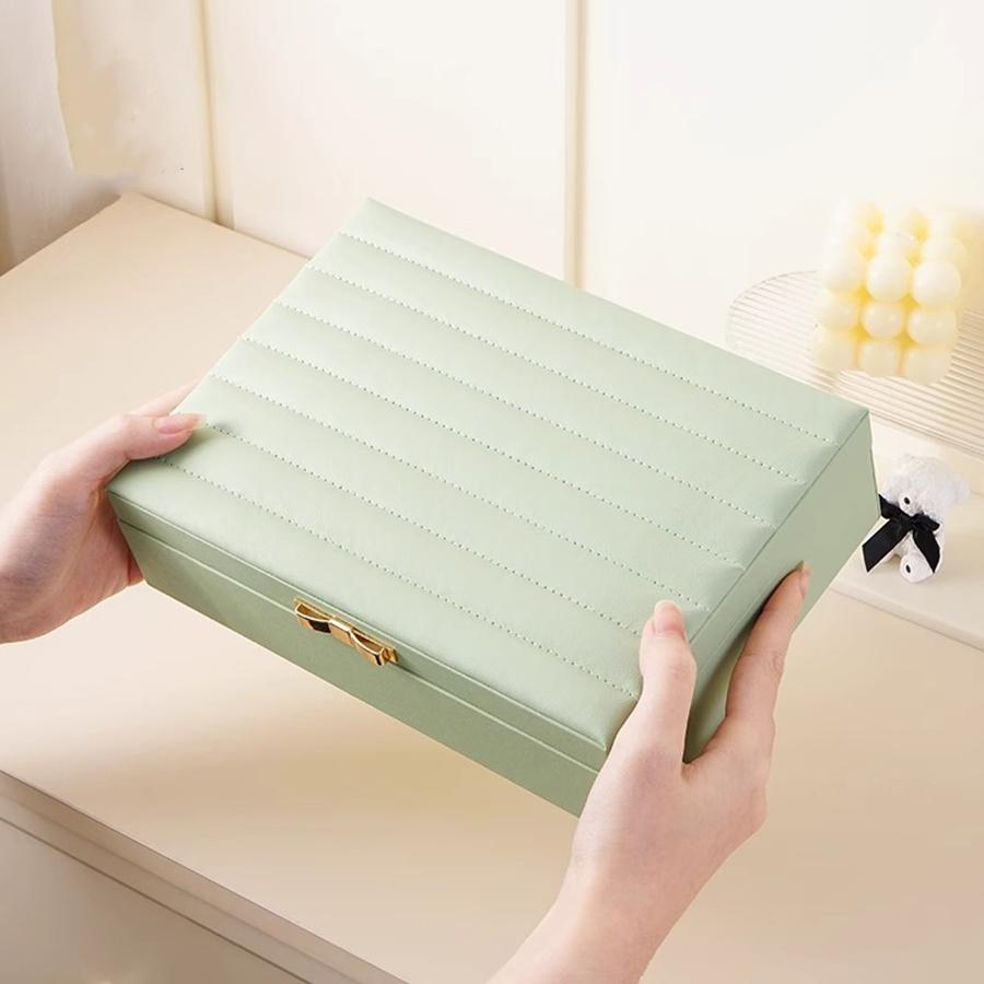 Portable Jewelry Box Jewelry Organizer Display Travel Jewelry Case Boxes Button Leather Storage Zipper Jewelers