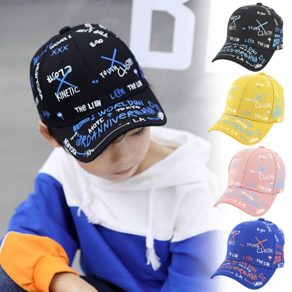 Trendy Adjustable Baseball Cap Breathable Sun Protection Graffiti Print Cap Hip Hop Sunshade Hats for Boys Girls