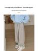 Women's Black and White Striped Terry Pants: High-Waist, Loose, Wide-Leg, Casual Fleece, Spring/Autumn 2025.