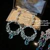 Vintage-Inspired Fog Blue Zircon Hoop Earrings With Floral Wreath Design 18K Gold Plated Geometric Statement Jewelry Women