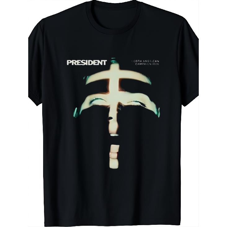 Discover P-re Sident Band 2026 North American Tour T-Shirt - Official Merchandise with Iconic Print, Round Neck Casual Tee Suitable for - Wear, S чёрный