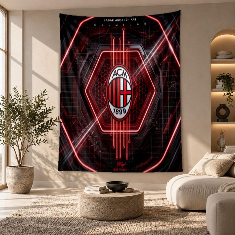 Decorative Tapestry,AC Milan Printed Wall Art, Lightweight Wall Hanging For Bedroom Background