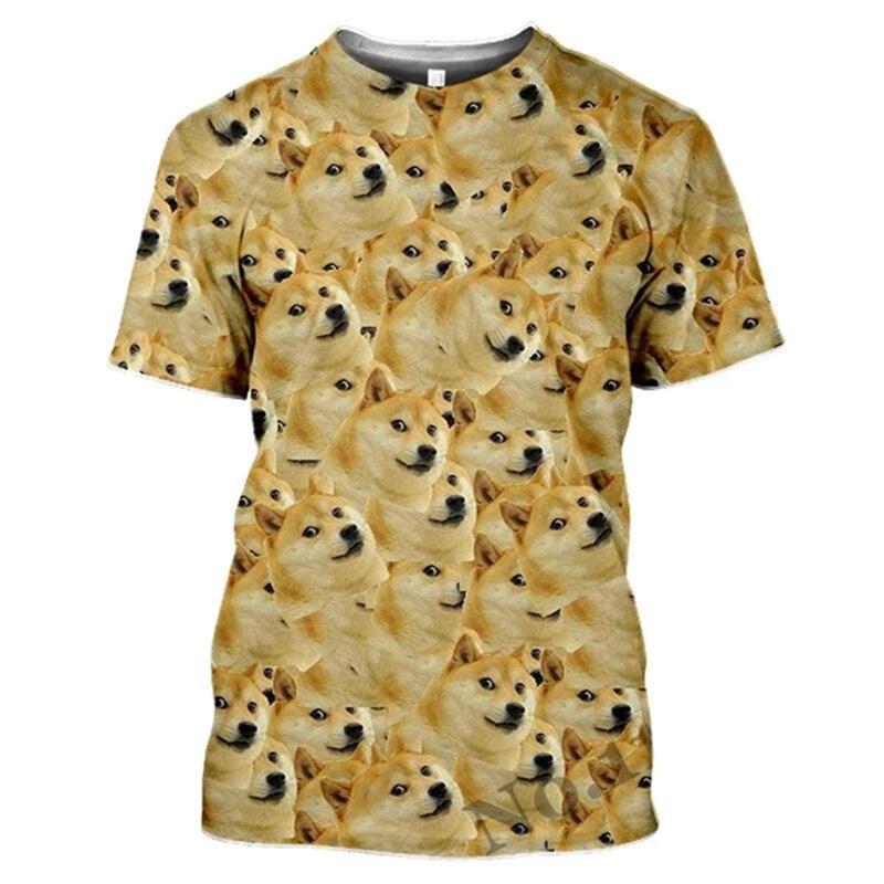 Summer Round Neck Shiba Inu 3D Print Top Doge Fan Streetwear Fashionable Casual Short Sleeved Men's T-shirts