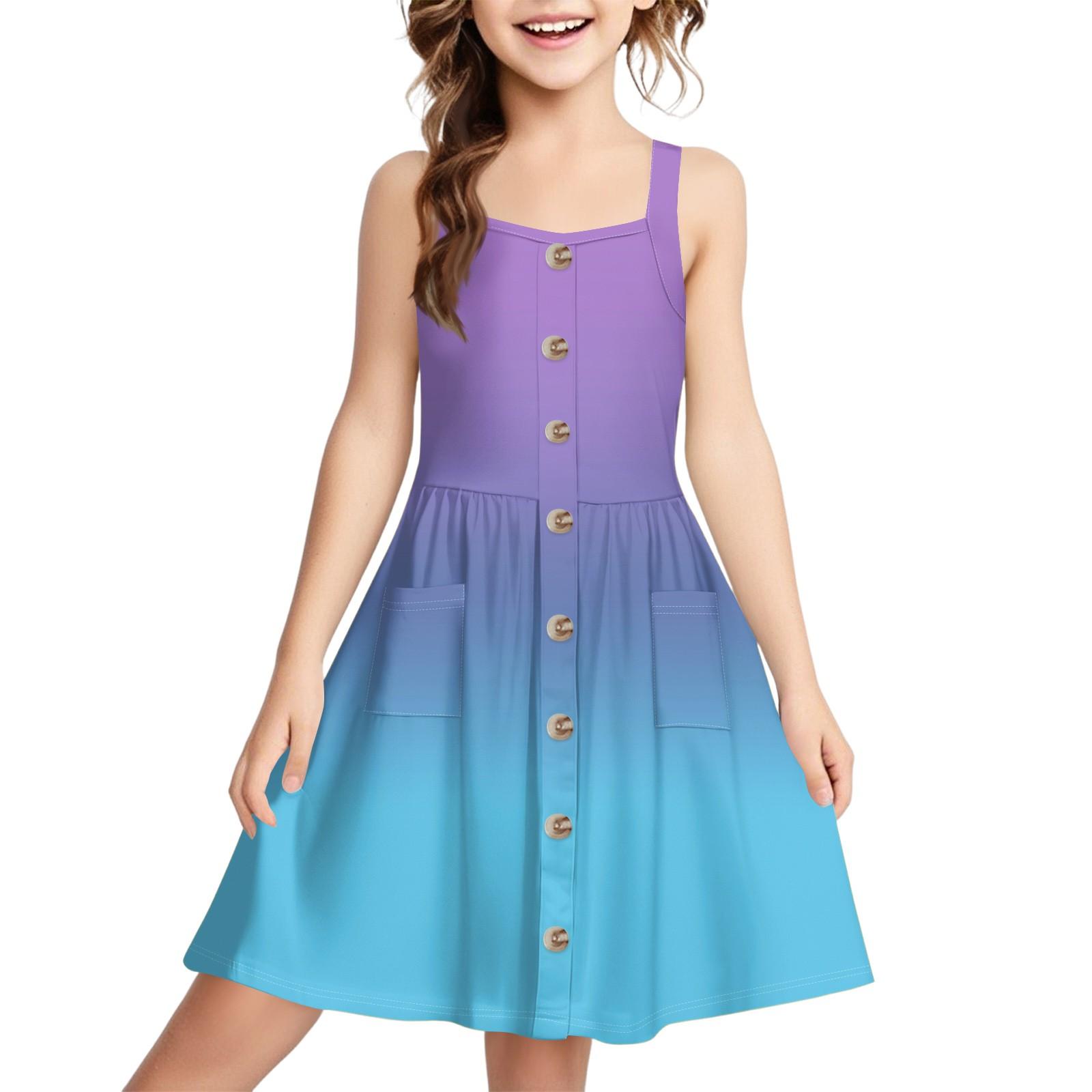 

Детский сарафан с застежкой на пуговицы и без рукавов, повседневный, модный, градиентный 110 фиолетовый