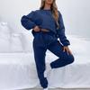 Spring/Autumn Solid Color Crew Neck Pullover Long Pants Women's Fashion Casual Long Sleeve Hoodie Set