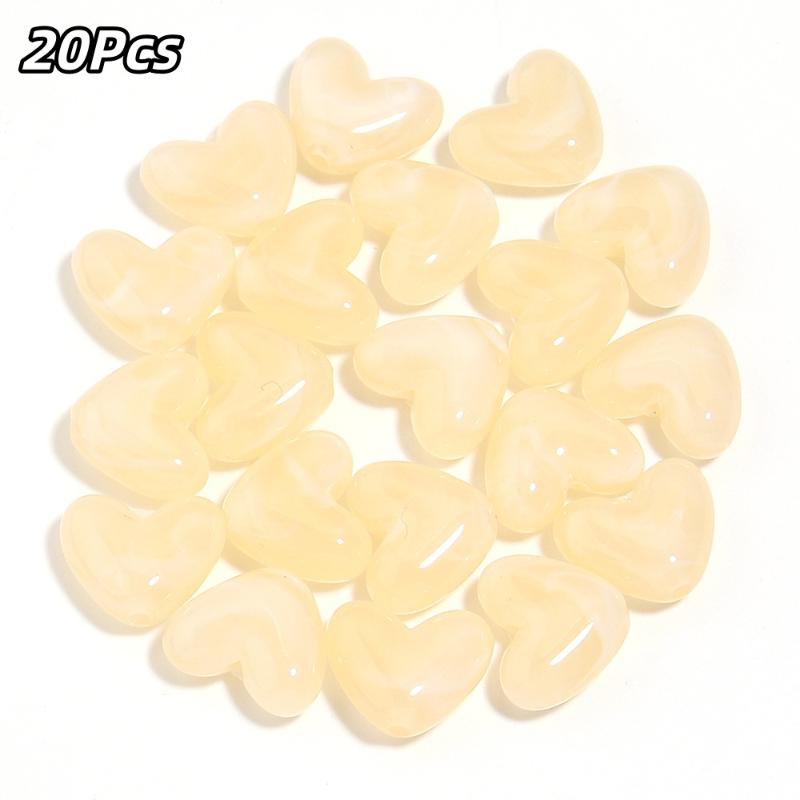 20Pcs Imitation Stone Heart Shape Acrylic Beads Dual Color Loose Bead For Jewelry Making Diy Charms Bracelet Necklace Accessorie