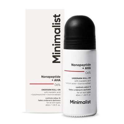 Minimalist Underarm Roll On Deodorant with Nonapeptide + AHA BHA 06% | Controls Odour | Fragrance & Aluminium Free | Exfoliating Deo | 40ml