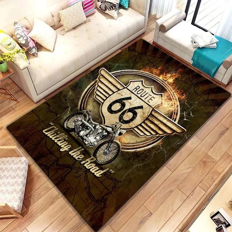 Historic Route 66 Carpet Mother Road Area Rug for Home Bathroom Living Room Table Bedroom Sofa Doormat Decor, Non-slip Floor Mat