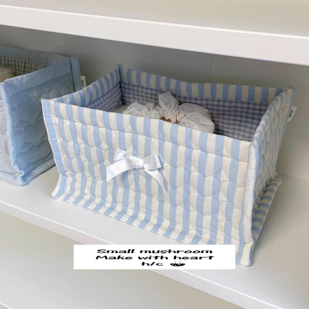 Handmade Quilted Square Storage Basket - Blogger-Inspired Style Desktop Organizer Box