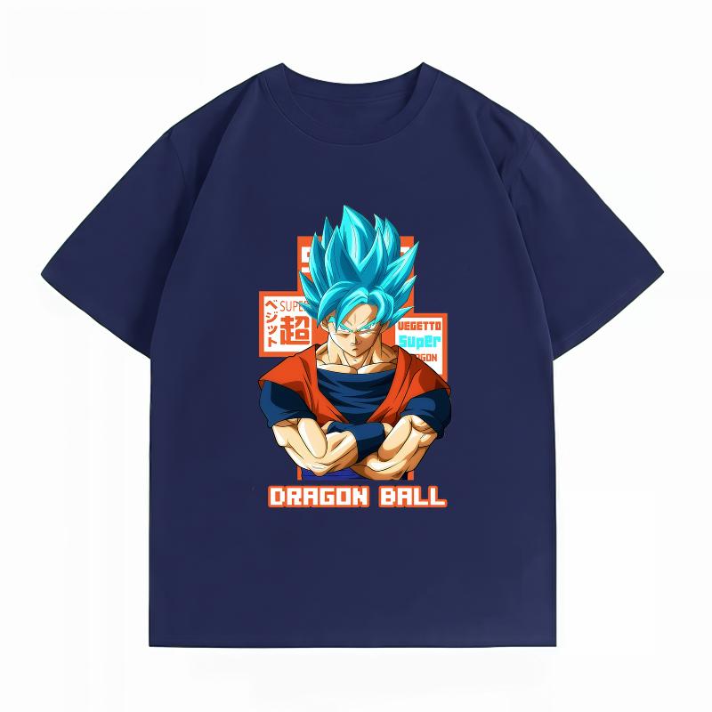 Unisexs Clothing New 100 Cotton Breathable Summer TShirt Dragon Ball Goku Blue Print Casual Streetwear Unisexs Tops