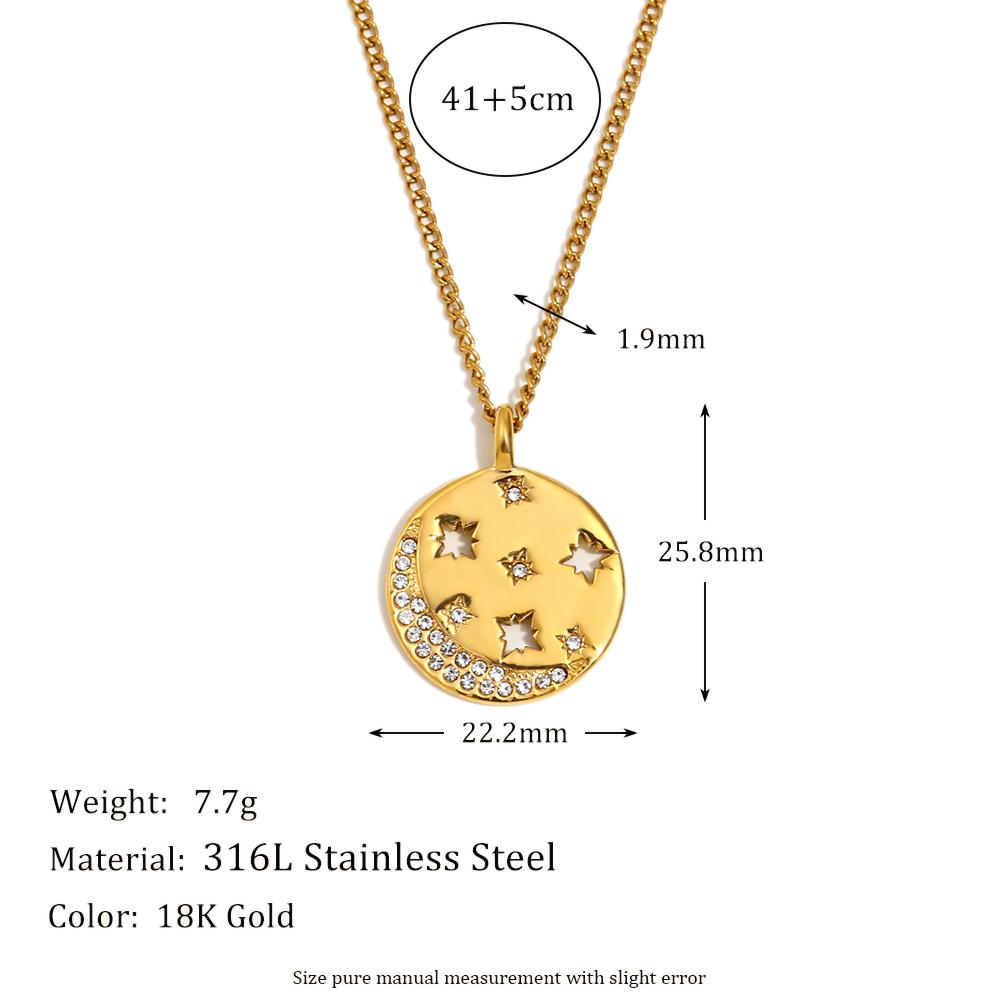 MamacitaSlay Minimalist Stainless Steel Zircon Sun Moon Star Zircon Pendant Necklace Creative Waterproof Jewelry Women s Gift