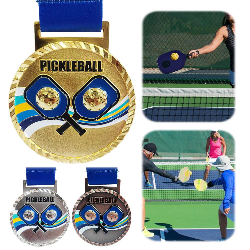 6.8cm Pickleball Medal Gold/Silver/Bronze Medal with Neck Ribbon Sports Medals Pickleball Award Medals for Encouragement
