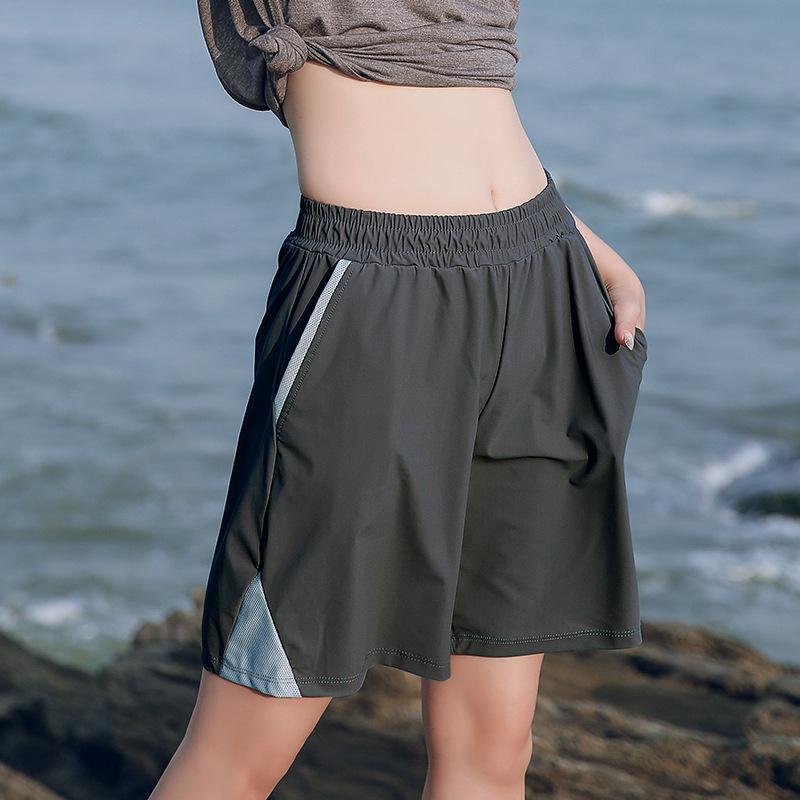 

Большие размеры Шорты для йоги Женские летние свободные с высокой талией Фитнес Бег Быстросохнущие антибликовые спортивные штаны 4XL темно серый