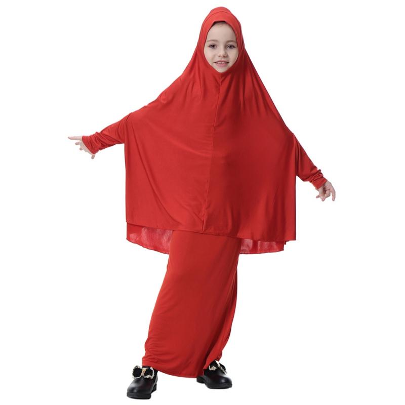 Muslimisches Mädchenkleid, Fledermaus-Röhrenrock-Set aus Milchseide