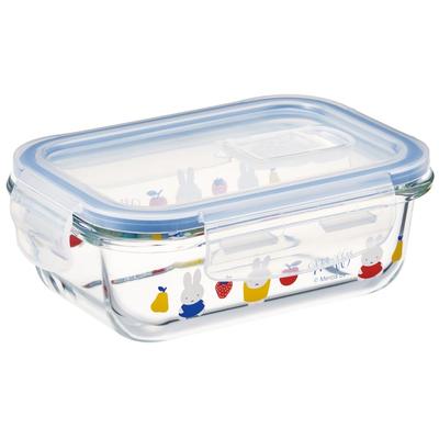 Storage Container 370ml S Heat Resistant Glass Oven Microwave Dishwasher Safe with Lid Valve 4 Point Lock Miffy GBST4-A