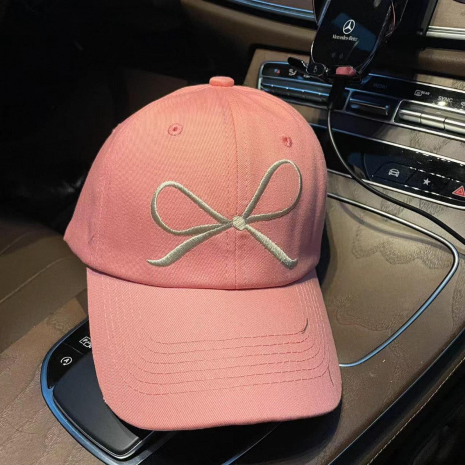 

Women s Baseball Cap, Spring Hot-selling , Bow Embroidered Sun Hat, Fashionable And Versatile Cap One Size рожевий