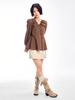 ADOREBELLE V-Neck String Ribbon Blouse - Brown