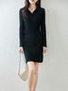 Women's Polo Neck Wool Sweater Dress - Slim Fit, Knee-Length, Ideal as Base Layer for Autumn/Winter Coats