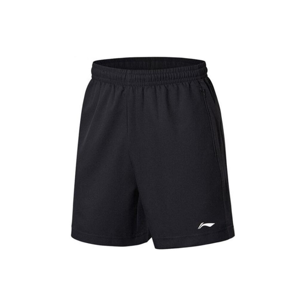 Li Ning Koşu Fitness Düz Renk Hızlı Kuruyan Dokuma Nefes Alabilen Şort Erkek Şort Siyah AKSS611-1