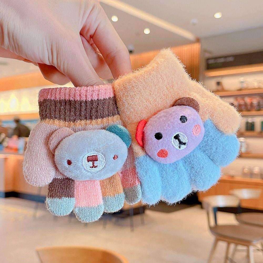 Thicken Knitted Wool Mittens Wool Hand Gloves Unisex Winter Children Gloves Outdoors